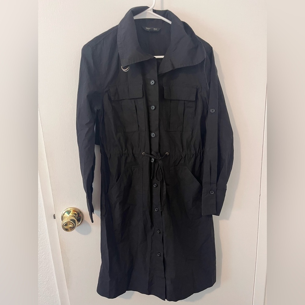 Banana Republic Black Trench-Back Shirtdress Midi Size XS